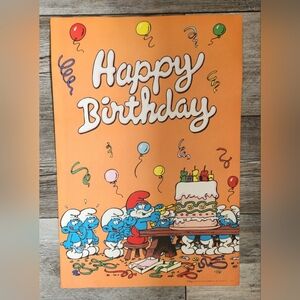 Vintage Peyo Smurf Poster Happy Birthday 1981 Wallace Berrie